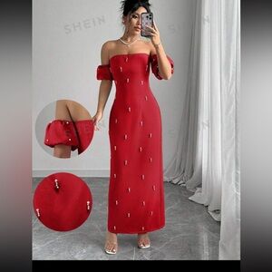 SHEIN Elenzya Women
Elegant Solid Color Beaded...
Red / 6(M)